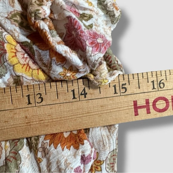 Cynthia Rowley Floral Short Flutter Sleeve Blouse Medium Cream Orange Pink Boho - Picture 8 of 9